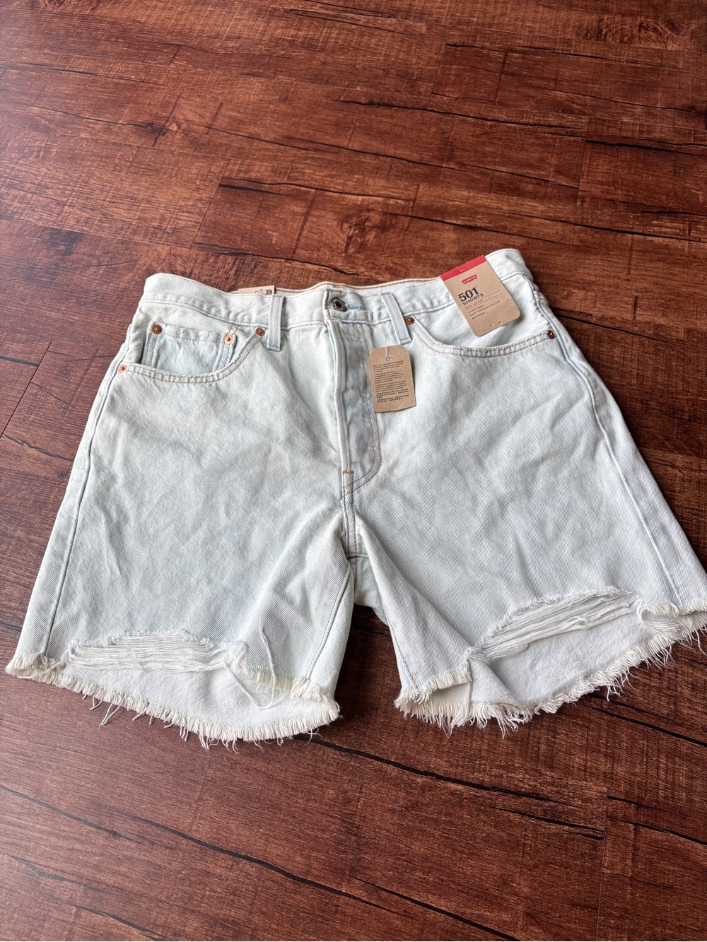 Levi's Light Wash Distressed Denim Cutoff Shorts
